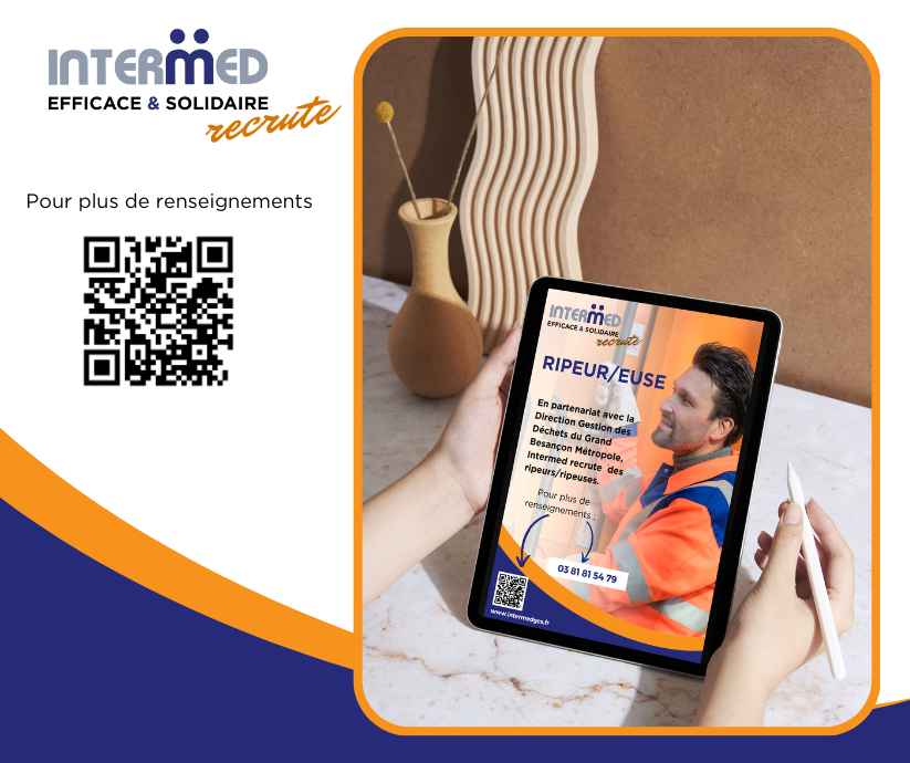 INTERMED recrute sur le poste d'agent Ripeur pour la ville de Besançon.