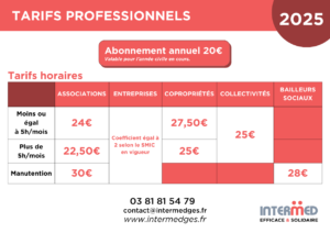 INTERMED : tarifs 2025 de mise à disposition de personnel pour les professionnels à Besançon